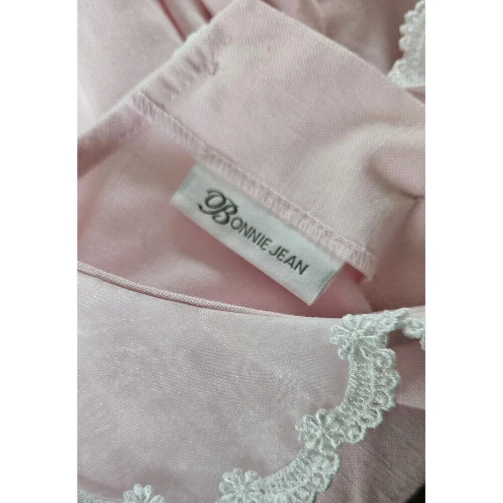 Bonnie Jean Girls Pink Lace Collared Rose Dress Size 4 Wedding Party Church Wear - Picture 5 of 6